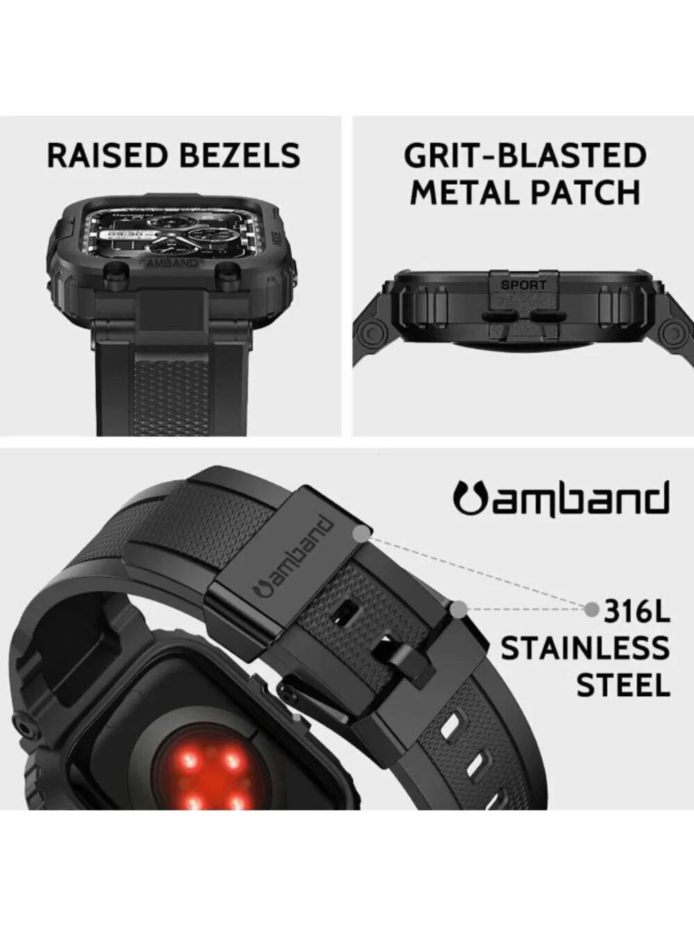 Rugged Protective Case for Apple Watch 45mm/44mm - Sport Band Compatible, Men’s